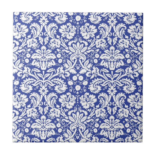 Dark blue damask pattern tile (Front)