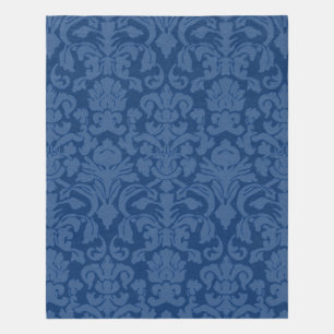 Dark Blue Damask Rug - Stylish Large Print Pattern
