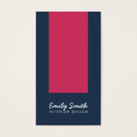 Dark Blue & Dark Pink Interior Design Social Media Business Card