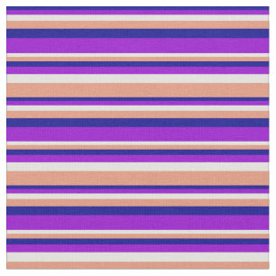 Dark Blue, Dark Violet, Light Yellow & Dark Salmon Fabric