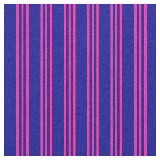 Dark Blue & Deep Pink Stripes Fabric