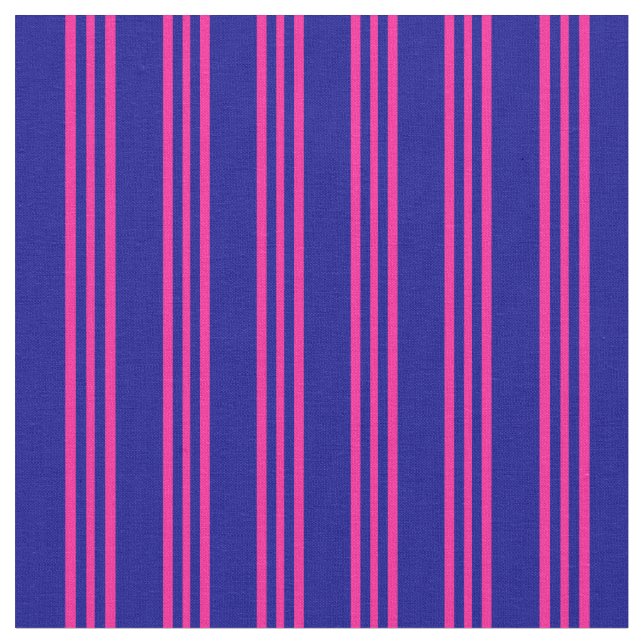 Dark Blue & Deep Pink Stripes Fabric (Close Up)