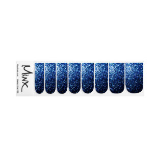 Dark Blue deep shiny false glitter sparkles Minx Nail Wraps