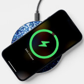 Dark Blue deep shiny faux glitter sparkle Monogram Wireless Charger (Phone)