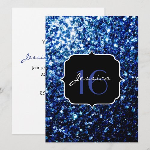 Beautiful Blue sparkles Sweet 16 Invitations