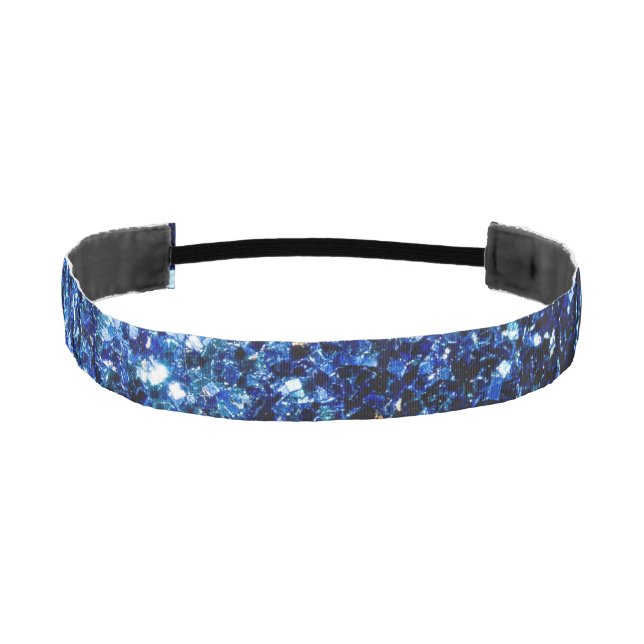 Dark Blue deep shiny faux glitter sparkles Athletic Headband (Front)