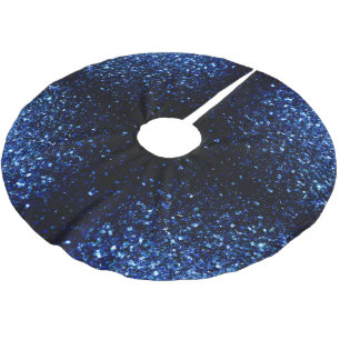 Dark Blue deep shiny faux glitter sparkles Brushed Polyester Tree Skirt