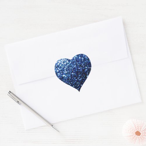 Dark Blue deep shiny faux glitter sparkles Heart Sticker