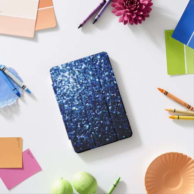 Dark Blue deep shiny faux glitter sparkles iPad Mini Cover (In Situ)