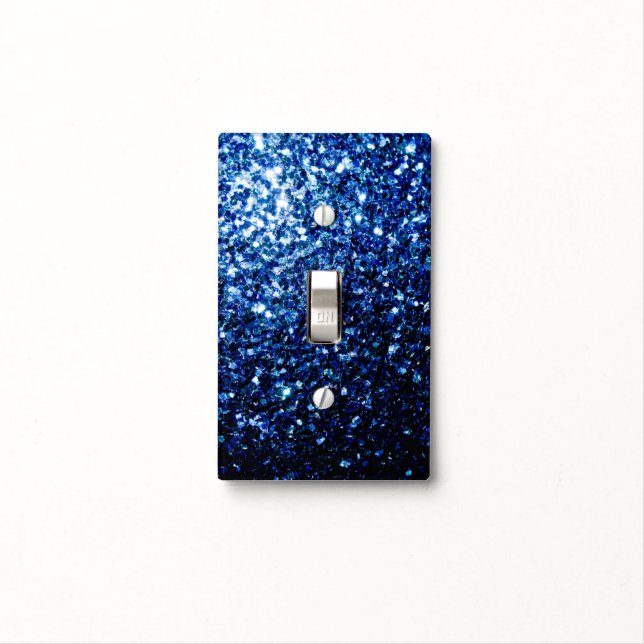 Dark Blue deep shiny faux glitter sparkles Light Switch Cover (In Situ)