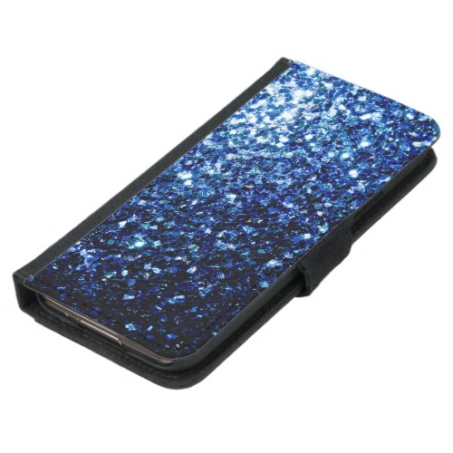 Dark Blue deep shiny faux glitter sparkles Samsung Galaxy S5 Wallet Case