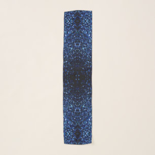 Dark Blue deep shiny faux glitter sparkles Scarf