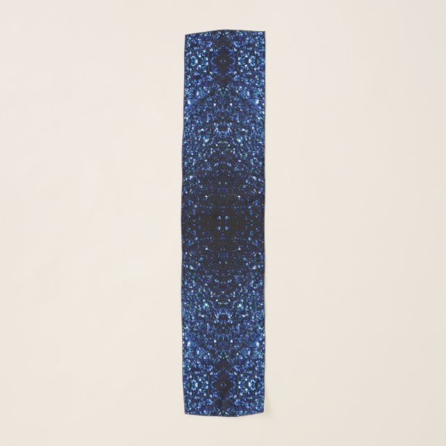 Dark Blue deep shiny faux glitter sparkles Scarf (Front)