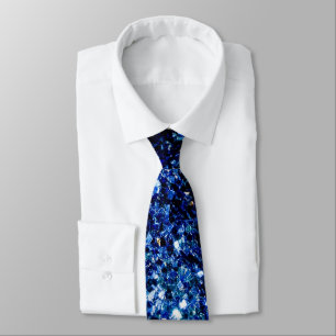 Dark Blue deep shiny faux glitter sparkles Tie