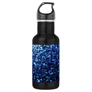 Dark Blue deep shiny faux glitter sparkles Water Bottle