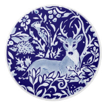 Dark Blue Deer Hedgehog Woodland Animal Floral