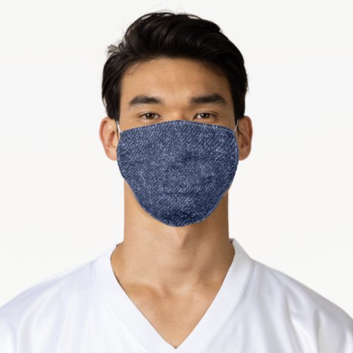 Dark Blue Denim Fabric Texture Face Mask