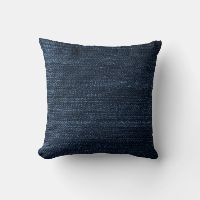Dark Blue Denim Throw Pillow (Front)