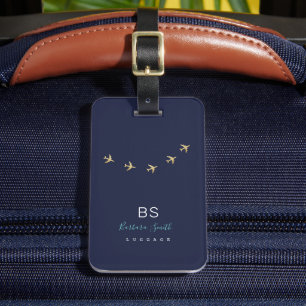 Dark Blue discreet Airplane Travel identifier Luggage Tag