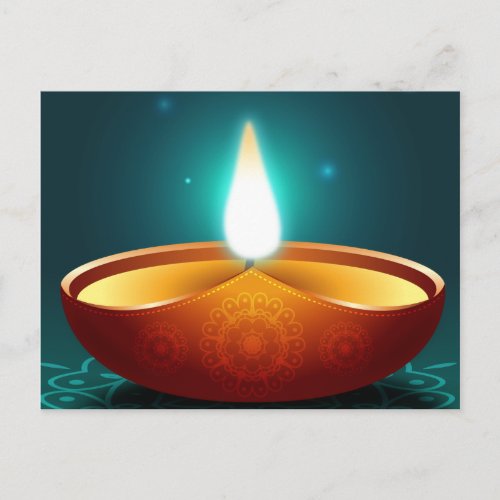 Dark Blue Diwali Candlelight Postcard
