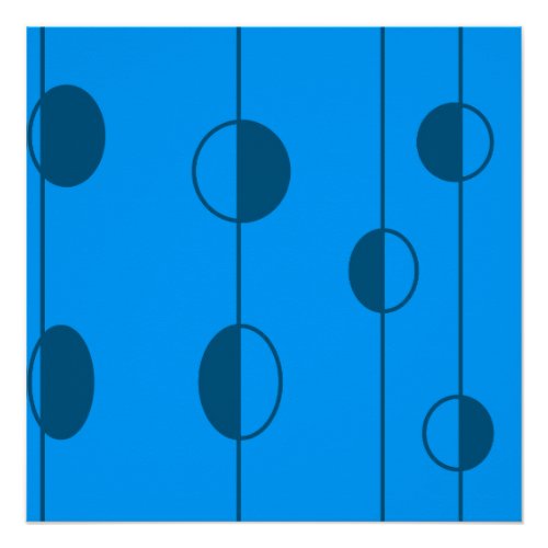 Dark Blue dots and vertical lines on light Blue  Poster