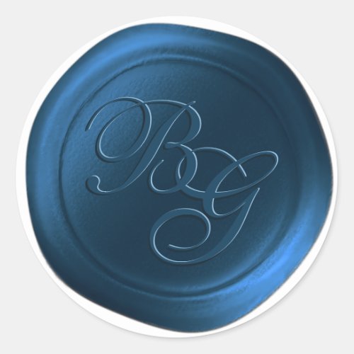 Dark Blue Double Monogram Wax Seal Stickers