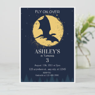 Dark Blue Dragon Birthday Party Invitation