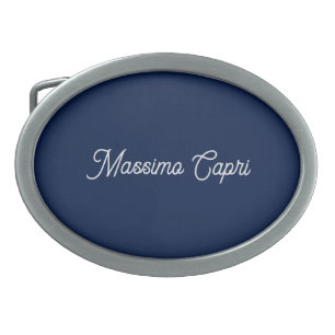 Dark Blue Elegant Casual Own Name Handwriting Belt Buckle