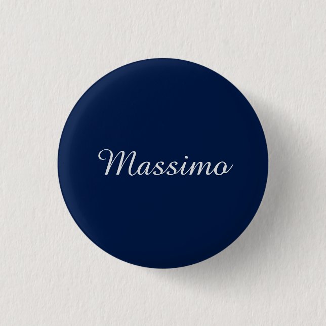Dark Blue Elegant Casual Own Name Handwriting Button (Front)