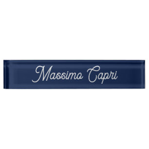 Dark Blue Elegant Casual Own Name Handwriting Desk Name Plate