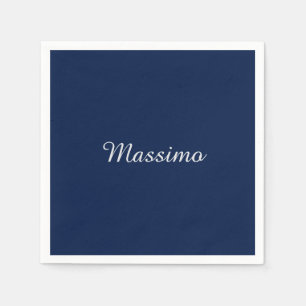 Dark Blue Elegant Casual Own Name Handwriting Napkins