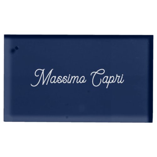 Dark Blue Elegant Casual Own Name Handwriting Place Card Holder
