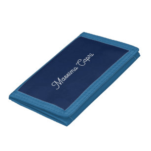 Dark Blue Elegant Casual Own Name Handwriting Trifold Wallet