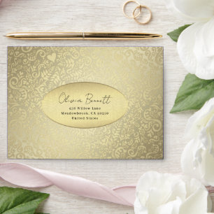 Dark Blue Elegant Damask Pattern Envelope