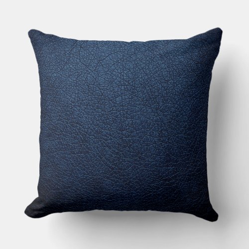 Dark Blue Elegant Leather Look Throw Pillow