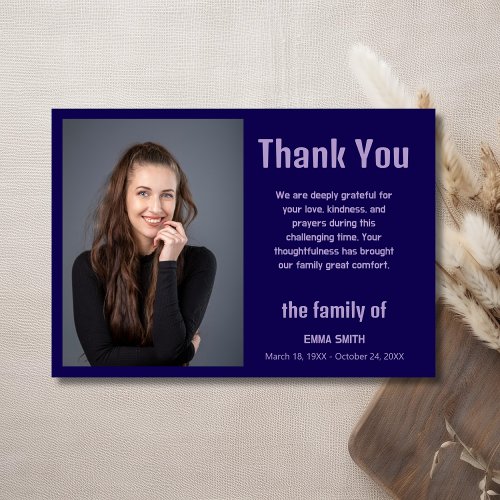 Dark Blue Elegant Photo Funeral Sympathy