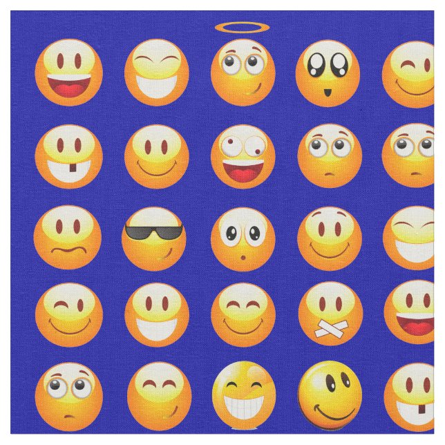 dark blue emojis fabric (Close Up)