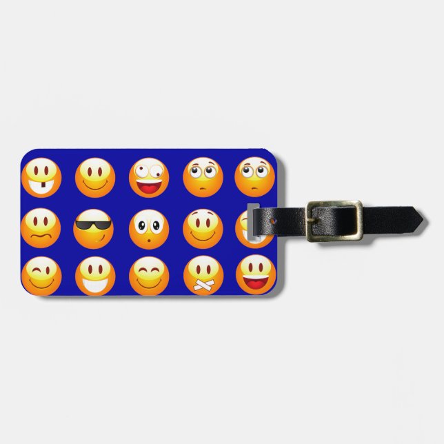 dark blue emojis luggage tag (Front Horizontal)