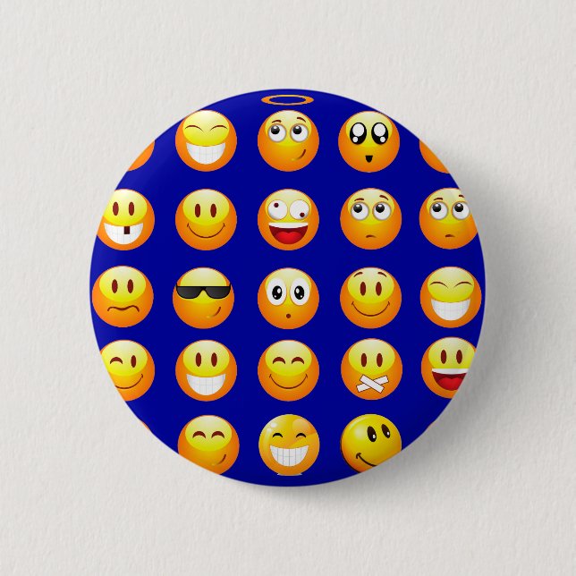 dark blue emojis pinback button (Front)