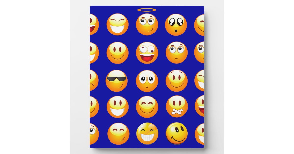 dark blue emojis plaque | Zazzle