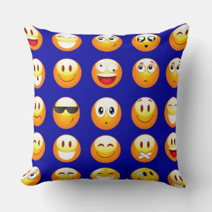dark blue emojis throw pillow