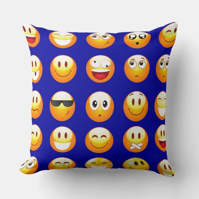dark blue emojis throw pillow (Front)