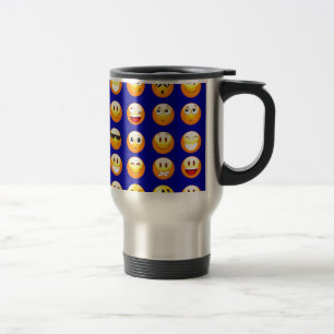 dark blue emojis travel mug