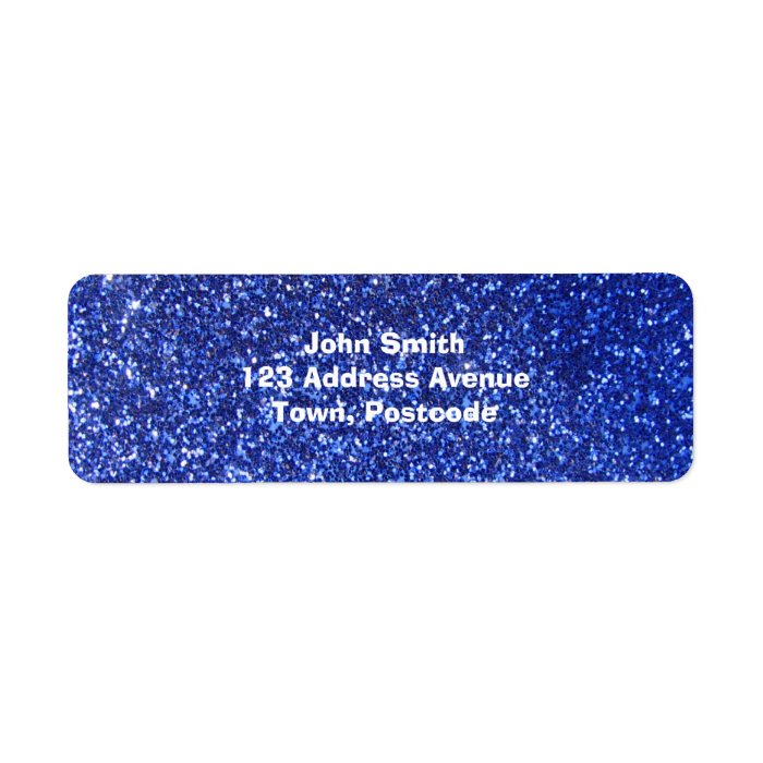Dark blue faux glitter graphic return address label
