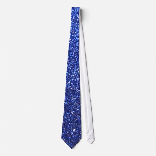 Dark blue faux glitter graphic neck tie