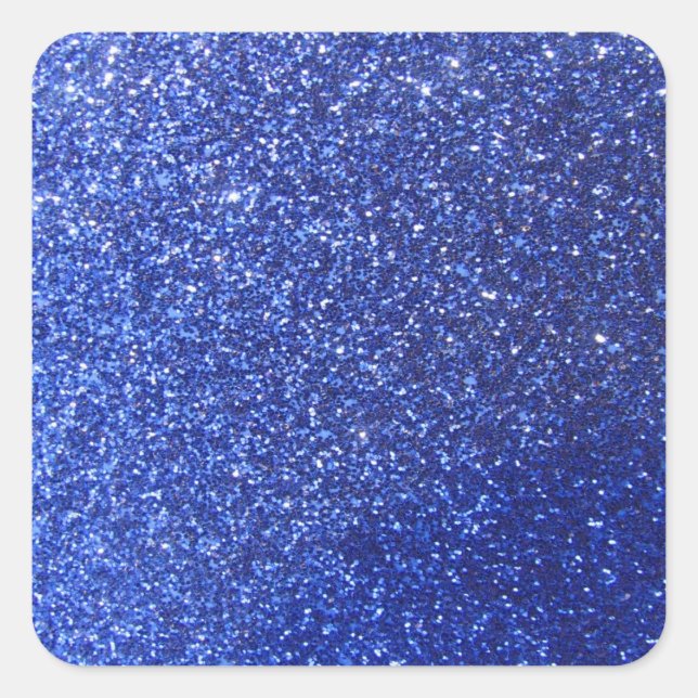 Dark blue faux glitter graphic square sticker (Front)