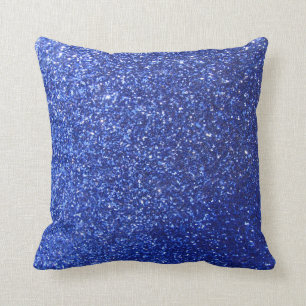 Dark blue faux glitter graphic throw pillow