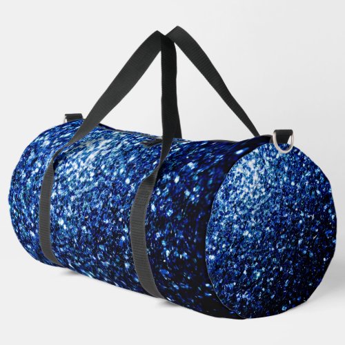 Dark blue faux glitter sparkles duffle bag