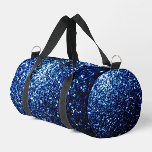 Dark blue faux glitter sparkles duffle bag