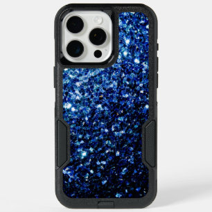 Dark blue faux glitter sparkles iPhone 15 pro max case